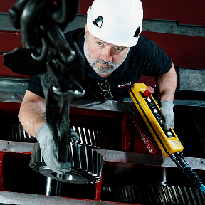 Person working under a pulley