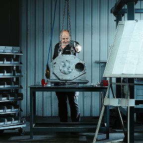 Person working on a machine